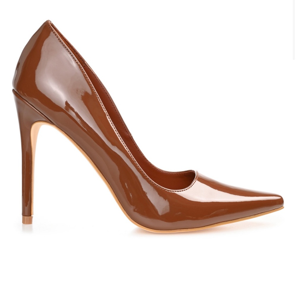 Journee Vollection Hadli pumps heels brown cognac patent heels